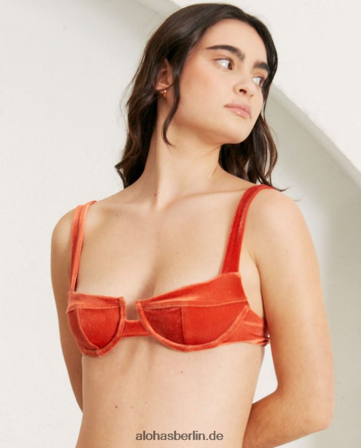 Frauen the loop – orangefarbenes Samt-Bikinioberteil Samt-Pomelo-Orange Alohas ZT0B68823